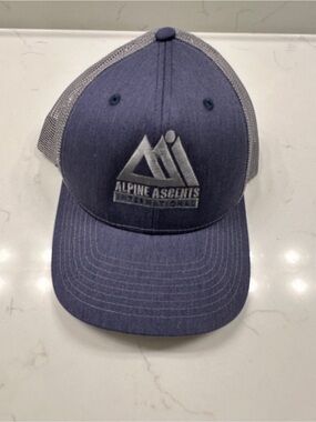 Ouray Alpine Ascents Embroidered Navy Trucker Hat - blue/gray